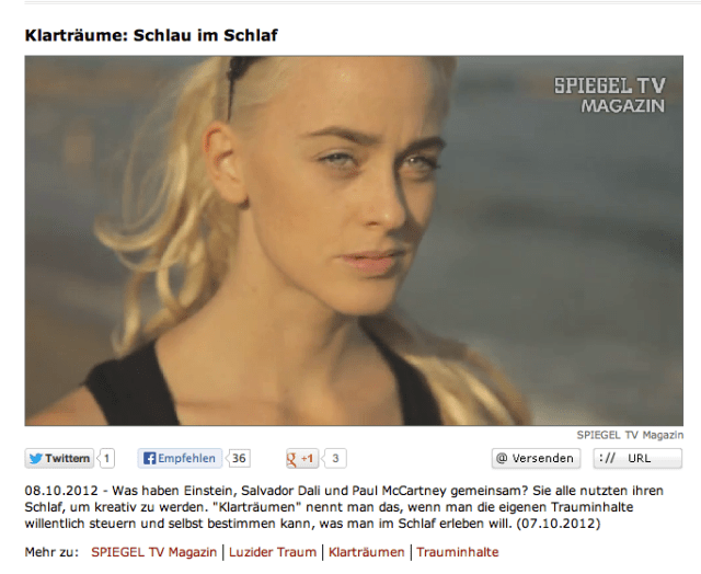 Alice Grinda / Alice im Wachtraumland erzählt bei Spiegel TV über das luzide Träumen.